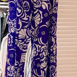 Lilly Pulitzer Wide Leg Royal Blue and White Beach Pants